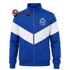 Sudadera con capucha azul con escudo bordado de Zeta Phi Beta, informal, con paneles blancos, cierre de cremallera, cuello alto, bolsillos con ribete y ribete a juego en la parte inferior. - Product Image 5