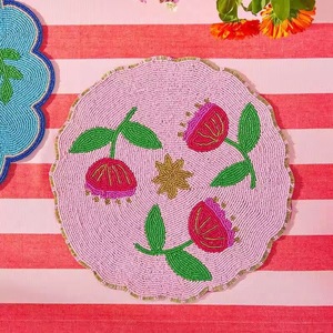 beaded placemat Mimosa Flower Beaded Placemat Mat Mat featuring a <b>butterfly</b> design <b>Butterfly</b> Design Embroidered <b>Dining</b> Mat - Product Image 3