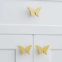 Kenop Lemari Gaya Mid-Century Berbahan Kuningan Motif Daun Ginkgo, Gagang Kabinet Retro Tembaga Antik untuk Lemari Pakaian Kamar Anak, Kenop Logam