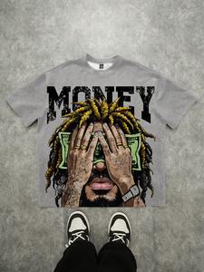 Camiseta de Manga Corta con Estampado Gráfico de Letras para Hombre, Verano, Camiseta con Diseño de Dinero, Ropa con Estampado de Dinero - Product Image 6