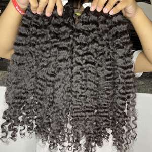 Paquetes de cabello rizado birmano no químico 100% cutícula alineada extensiones de cabello frontal de encaje de color natural sin procesar - Product Image 4