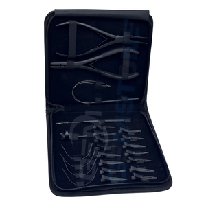 Kit d'outils professionnels en acier inoxydable pour extensions de cheveux, usage commercial, multifonctionnel, pinces plates et courbées de 7 pouces, clips, aiguilles - Product Image 1