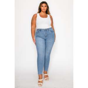 กางเกงขายาวสีฟ้าอ่อนสำหรับผู้หญิงทรงเข้ารูปเอวสูงกางเกงสำหรับเดินทางประจำวันใส่ทำงานในสำนักงาน - Product Image 3