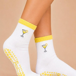 <b>Women</b> Grip Sports <b>Socks</b> <b>Crew</b> Athletic <b>Socks</b> White Red Cocktail Embroidered Non Slip Training <b>Socks</b> - Product Image 4