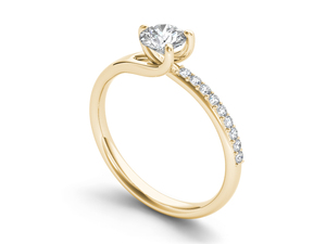 Anillo de Oro Sólido de 14K con Diamante Cultivado en Laboratorio de 1CT, Corte Brillante Redondo, Diseño Asimétrico Bypass, VS VVS EF, para Uso Diario, Bodas, Tendencia - Product Image 3
