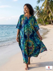 Women Stylish Printed <b>Kaftan</b> Dress Loose Fit Beach Wear Soft Fabric <b>Summer</b> Resort Cover Up Island Vacation Bulk Supply - Product Image 2