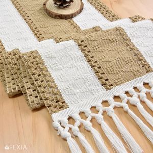 Runner da Tavola in Macramè e Iuta Stile Boho Chic con Nappe, Decorazione Rustica per Sala da Pranzo e Soggiorno in Stile Fattoria - Product Image 4