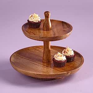 ถาดไม้เสิร์ฟขนมหวานทรงกลม ดีไซน์หรูหรา สำหรับตกแต่งร้านกาแฟ ใช้สำหรับจัดแสดงอาหารและเครื่องดื่ม - Product Image 2