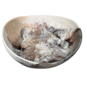 Tazón de Resina con Diseño de Espiral de Perlas Arenosas, Acabado Brillante Asimétrico, Hecho a Mano, Ecológico, Apto para Lavavajillas, Personalizable, para Fiestas - Product Image 1