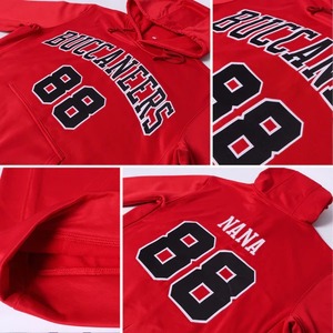 Custom Wholesale Red <b>Black</b> White Hoodie Stitched Jersey Embroidery <b>Fleece</b> Pullover Breathable Team Sports Training Wear - Product Image 5