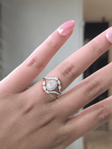 Oval Cut Lab Grown Diamond Halo <b>Ring</b> 0.90 Ct Gold <b>Split</b> Shank Floral Cluster Engagement Anniversary Fine Jewelry for Women - Product Image 1