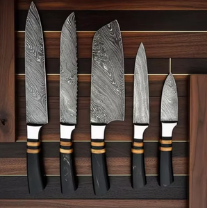 ชุดมีดเหล็กดามัสกัส LEGACY BLADES 5 ชิ้น 67 ชั้น ขัดเงา ใบมีดตรง ใช้ได้ทั้งมือซ้ายและขวา ด้ามไม้ ทนทาน ใช้งานได้ยาวนาน - Product Image 2