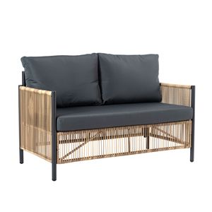 Nuovo Arrivo: Set di Mobili da Giardino con Divano a 2 Posti in Vimini PE Marrone, Cuscini Grigi e Tavolino - Product Image 3