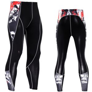Leggings de sport pour hommes, coupe ajustée, taille élastique, motif géométrique, respirants, en Spandex, longueur intégrale, imprimés - Product Image 1