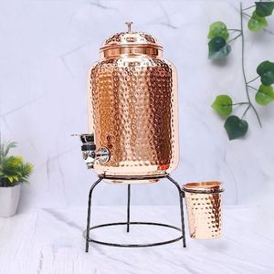 เครื่องจ่ายน้ำทองแดงอินเดีย ขนาดใหญ่ พร้อมฝาปิดและก๊อก - Product Image 4