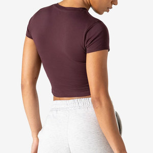 Camiseta Deportiva de Moda para Mujer, Diseño New Crop, Corte Ajustado, Alta Elasticidad, Ropa Deportiva, Camisetas de Compresión - Product Image 5