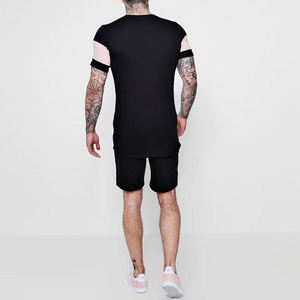 Ensemble de shorts et survêtement deux pièces personnalisé pour hommes, idéal pour le fitness et les loisirs, séchage rapide, style vintage color block, vente en gros - Product Image 2