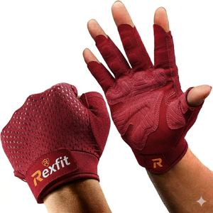 Rexfit Half Finger Gym <b>Gloves</b> Mesh Breathable Training <b>Weight</b> Lifting Unisex Pink Premium Gym <b>Gloves</b> with Palm Cushion Workout - Product Image 4