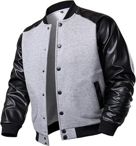 Veste universitaire double boutonnage de haute qualité pour hommes, motif dessin animé, broderie personnalisée, polyester/coton, imperméable et coupe-vent, vente en gros - Product Image 6