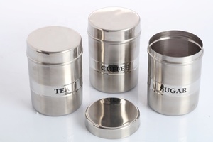 Stainless Steel <b>Canister</b> Plain <b>Set</b> High Quality Stainless Steel <b>Canister</b> Airtight Cover High Quality Stainless Steel <b>Canister</b> - Product Image 3