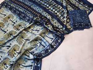 Sari en soie modal de qualité supérieure, imprimé à la main, pour femmes, avec pallu de créateur – Vêtement ethnique indien traditionnel, qualité export indienne - Product Image 1