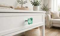 Poignée de meuble décorative de Noël écologique en verre cristal vert fait main, bouton de tiroir ovale imitation antique