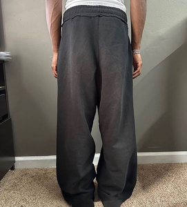 กางเกงจ็อกเกอร์เอวสูงทรงสตรีทแวร์ดีไซน์พิเศษ ผ้าหนานุ่ม แต่งดีเทลขาดๆ ทรงตรงขากว้าง ปลายขาดิบ ทรงหลวม ขาบาน ผ้าฝ้าย 100% - Product Image 3