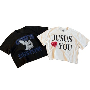 Fabricante personalizado gráfico Tee DTG Imprimir French Terry Distressed Cropped Boxy Camiseta de gran tamaño para hombres 100% algodón Loose Fit - Product Image 2