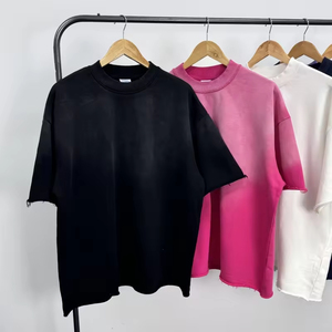 2026 Custom made logo Blank Plain Curling Oversized Acid Wash Streetwear T-Shirts and Shorts <b>Set</b> Made - Product Image 3