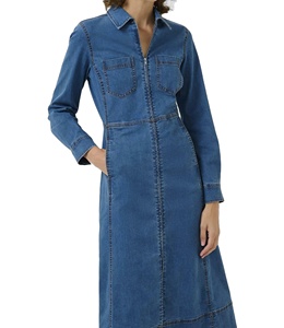 OME/ODM ชุดเดรสแขนกุดผ้ายีนส์ลูกไม้ติดกระดุมเป็นมิตรต่อสิ่งแวดล้อมแบบลำลอง - Product Image 3