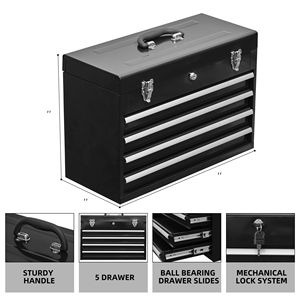 Cassetta Portautensili Portatile in Acciaio con 4 Cassetti, Chiusura con Serratura a Cilindro in Metallo, Verniciatura a Polvere, Adatta come Armadietto Portautensili in Metallo - Product Image 4