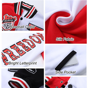 เสื้อแจ็คเก็ตวาร์ซิตี้สำหรับฤดูใบไม้ร่วงและฤดูหนาว เสื้อเบสบอลแบบ Letterman เสื้อโค้ทผู้หญิง ผ้าขนสัตว์ หนัง แจ็คเก็ตวาร์ซิตี้แบบสั้น - Product Image 6