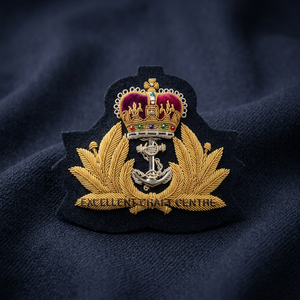 Custom Embroidered RNO Cap Badge With Anchor And Laurel Wreath <b>Sew</b>-On Fabric Patch For Uniform Garment - Product Image 3