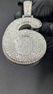 Colgante Personalizado de Moissanita con Número 6 y Burbuja, Estilo Hip Hop, para Joyería Fina de Plata de Ley 925, Colgantes y Dijes - Product Image 3