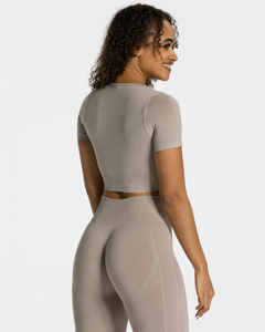 Top Corto de Punto para Mujer, Color Sólido, Manga Larga, Elástico, Informal, Básico, para Uso Diario, Ropa de Calle, Ocio, Atuendo Juvenil a la Moda - Product Image 4