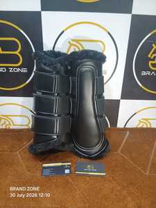 BRAND ZONE Bottes équestres en cuir verni pour chevaux, protections de tendons 8MM en néoprène et fausse fourrure, durables et confortables - Product Image 6