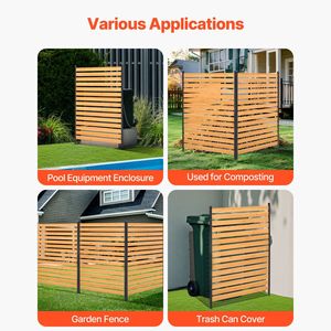 Panel de valla de madera de 39 x 61 pulgadas para privacidad, fácil de instalar, pantalla para aire acondicionado, para recinto de equipos de piscina con estacas metálicas - Product Image 3