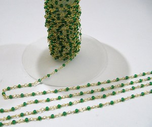 Cadena de cuentas facetadas de cuarzo esmeralda tipo rondel de 2 mm, cadena de rosario de alta calidad para la fabricación de joyería al por mayor, cadena hecha a mano. - Product Image 3