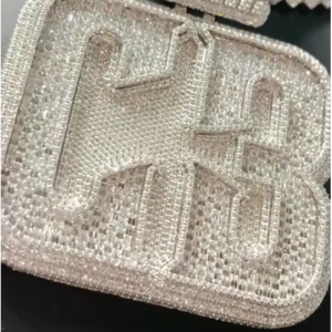 Custom VVS Moissanite Name <b>Chain</b> Pendant Hip Hop Style Iced Baguette Diamond 3D Letter <b>Initial</b> Sterling Silver 18K Gold Pendant - Product Image 1