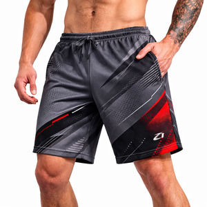 Shorts d'entraînement en mesh respirant pour hommes, taille élastique avec cordon de serrage, 100% polyester, écologiques, séchage rapide, légers - Product Image 1