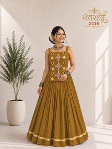 Ensemble Lehenga Choli pour femme, couleur moutarde, style romain avec broderie miroir, comprenant un chemisier et une jupe traditionnels, tenue toutes saisons pour Navratri et Diwali, longueur au sol, livraison rapide - Product Image 1