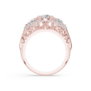 Anillo de Compromiso de Diamantes Naturales Aurum Diam para Mujer, Oro Rosa de 14K, Corte Brillante, Engaste de Garra, 2 Piedras Laterales, Certificado IGI - Product Image 4