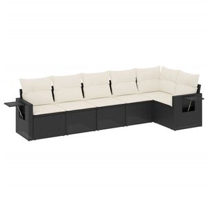 Ensemble de canapés de jardin en rotin PE blanc crème et acier thermolaqué noir, mobilier d'extérieur élégant - Product Image 2