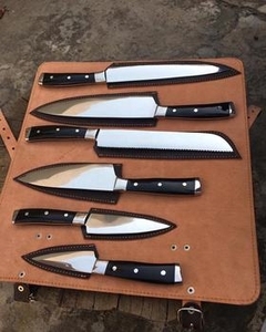 Ensemble de couteaux de cuisine artisanaux écologiques personnalisés en acier inoxydable avec manche en bois Pakka, trois pièces, pour droitier, directement de l'usine, le meilleur - Product Image 4