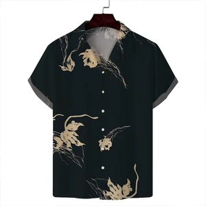 เสื้อเชิ้ตฮาวายแขนสั้นผ้าทวิลล์ถักสำหรับผู้ชาย ลายพิมพ์ดอกไม้เขตร้อนสไตล์อะโลฮ่า แห้งเร็ว เหมาะสำหรับใส่ไปชายหาดในฤดูร้อน - Product Image 2