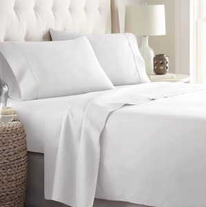 Parure de draps d'hôtel 4 pièces 100 % coton avec drap-housse à poches profondes pour hôtel - Product Image 1