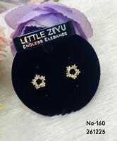 Anting Tusuk Wanita Model Geometris KVM India Berbahan Zirkonia Kubik dan Baja Anti Karat Lapis Emas dengan Micro Insert, Trendi untuk Pemakaian Sehari-hari