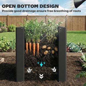 Black 1.4 X 1.4 X 1.5 ft Raised Garden Bed Galvanized Outdoor Gloves for Gardening Flower Herb Vegetable <b>Planter</b> <b>Box</b> - Product Image 5