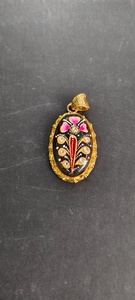 Wholesale Natural Crystal Brass Pendant High Quality hand-<b>painted</b> Minakari Agate <b>stone</b> traditional Pendant for Gift Jewelry Bulk - Product Image 5