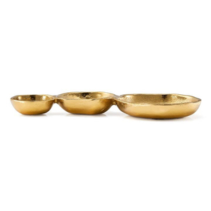 Metal Chic Cluster Bowl Silver 3-Compartment Textured Multi-Serving Tray Round Shape For Snacks, Dry Fruits And Nuts - Product Image 4